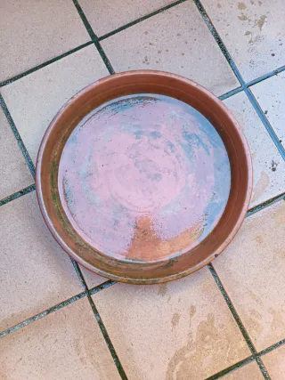 2 Platos  grandes XL para macetas, terracota.