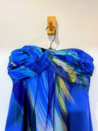 Vestido largo Monsoon azul estampado T.36