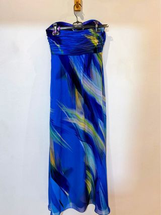 Vestido largo Monsoon azul estampado T.36