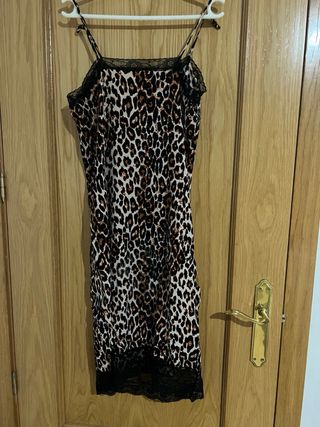 Vestido Leopardo Negro y Marrón Talla S