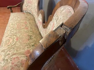 Sofá antiguo madera y tela 180cm