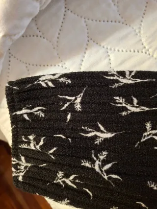 Vestido Zara Negro Blanco Manga Larga