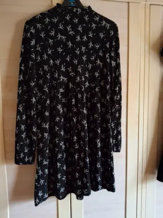 Vestido Zara Negro Blanco Manga Larga