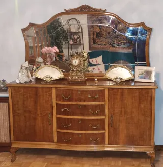 Aparador antiguo madera con espejo