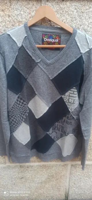 Jersey Desigual Patchwork Gris