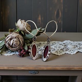 Orecchini Argento e Ambra Navette Antichi