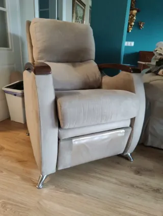 Sillón relax tela y madera