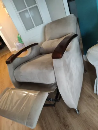 Sillón relax tela y madera