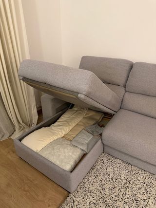 Sofá cama 5 plazas con chaiselongue y arcón Frank