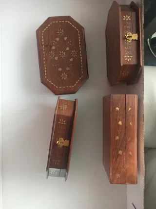 Lote 4 Cajas Madera Decoradas