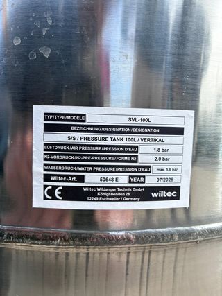 Vaso Expansión Wiltec 100L Acero Inoxidable