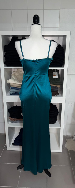 Vestido verde tirantes satinado talla única (S)