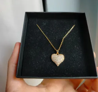 Collana cuore zirconi oro