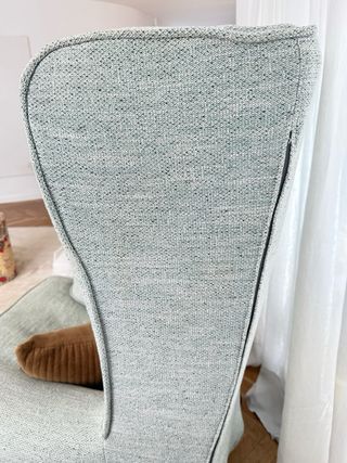 Butaca orejero azul y marrón con funda extraible