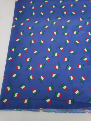 Retal puro Algodón Banderas sobre fondo azul