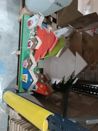 Adornos de madera casitas y árboles