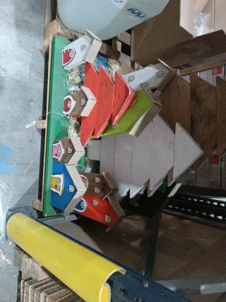 Adornos de madera casitas y árboles