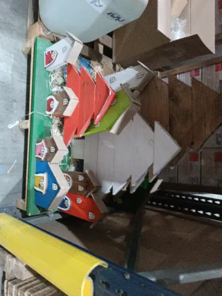 Adornos de madera casitas y árboles