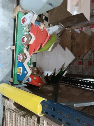 Adornos de madera casitas y árboles