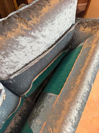 Sofá de 2 plazas terciopelo azul aguamarina