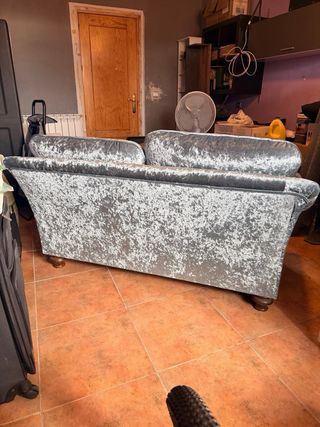 Sofá de 2 plazas terciopelo azul aguamarina