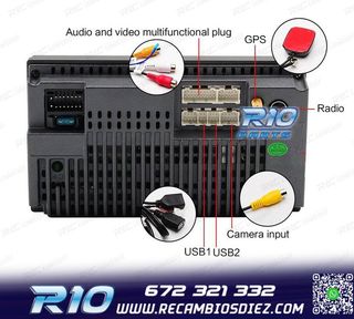 RADIO 9" GPS ANDROID 13 2DIN TÁCTIL BLUETOOTH USB SD