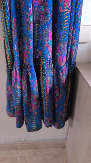 Vestido largo estampado de seda