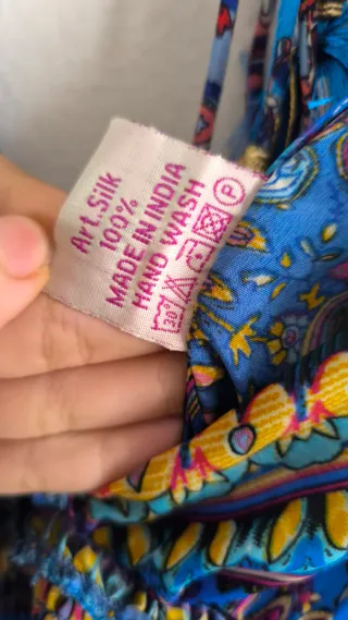 Vestido largo estampado de seda