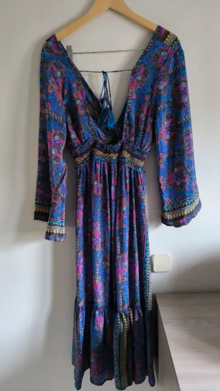 Vestido largo estampado de seda