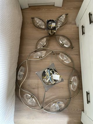 2 Lámparas de techo circular cristal y metal