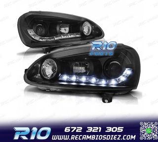 FAROS VOLKSWAGEN VW GOLF MK5 03-08 FONDO NEGRO LUZ DIURNA LE
