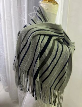 Sciarpa Joyful lana righe grigio blu