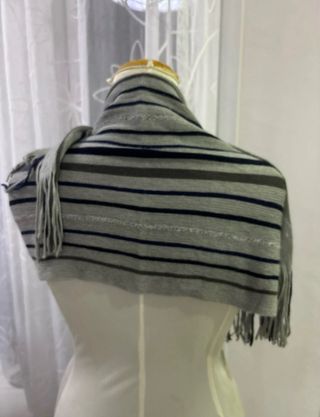 Sciarpa Joyful lana righe grigio blu