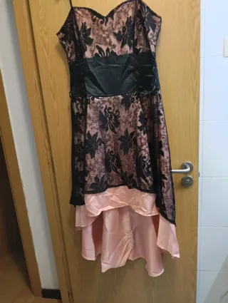 Vestido encaje rosa y negro Talla L