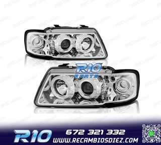 FAROS AUDI A3 8L 96-00 OJOS ANGEL FONDO CROMO