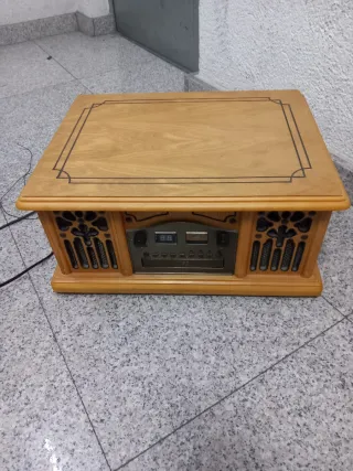 Tocadiscos Radio CD Cassette Madera