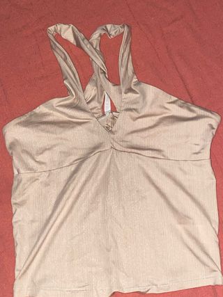 Blusa tirantes beige dorada