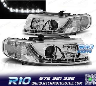 FAROS SEAT LEON TOLEDO 1M 99-05 LUZ DIURNA FONDO CROMO