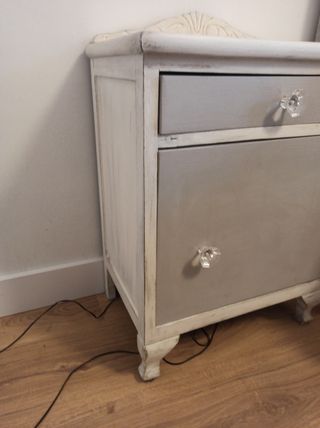 Mesita de noche vintage madera y cristal