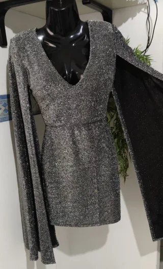 Mini abito glitterato argento