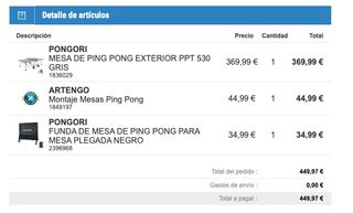 Mesa Ping Pong Exterior PONGORI PPT 530