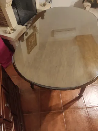 Mesa de salón madera y cristal