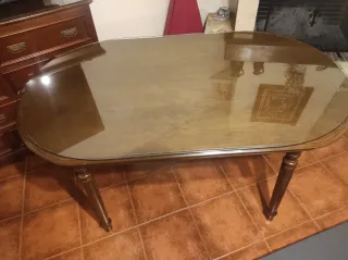 Mesa de salón madera y cristal