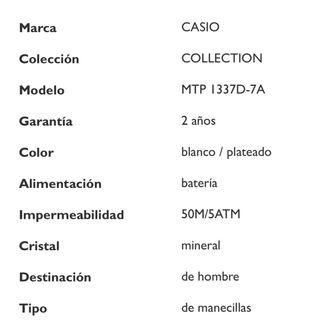 Reloj Casio MTP-1337 Dorado y Plateado