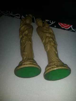 Antiguas Figuras Chinas Geisha y Pescador Siglo XX