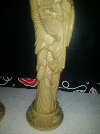 Antiguas Figuras Chinas Geisha y Pescador Siglo XX