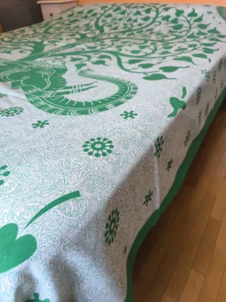 Colcha India Mandala Algodón Verde