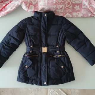 Chaquetón niña azul con detalles dorados talla 8