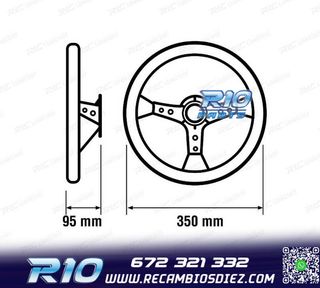 VOLANTE INVERTIDO PIEL VUELTA NEGRO BRAZOS NEGROS Y RIBETE R