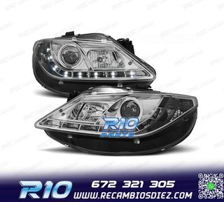 FAROS SEAT IBIZA 6J 08-12 LUZ DIURNA LED FONDO CROMO